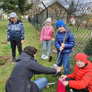 Dzień Ziemi Z okazji Dnia Ziemi uczniowie na terenie szkolnego podwórka zakładali mini sad.